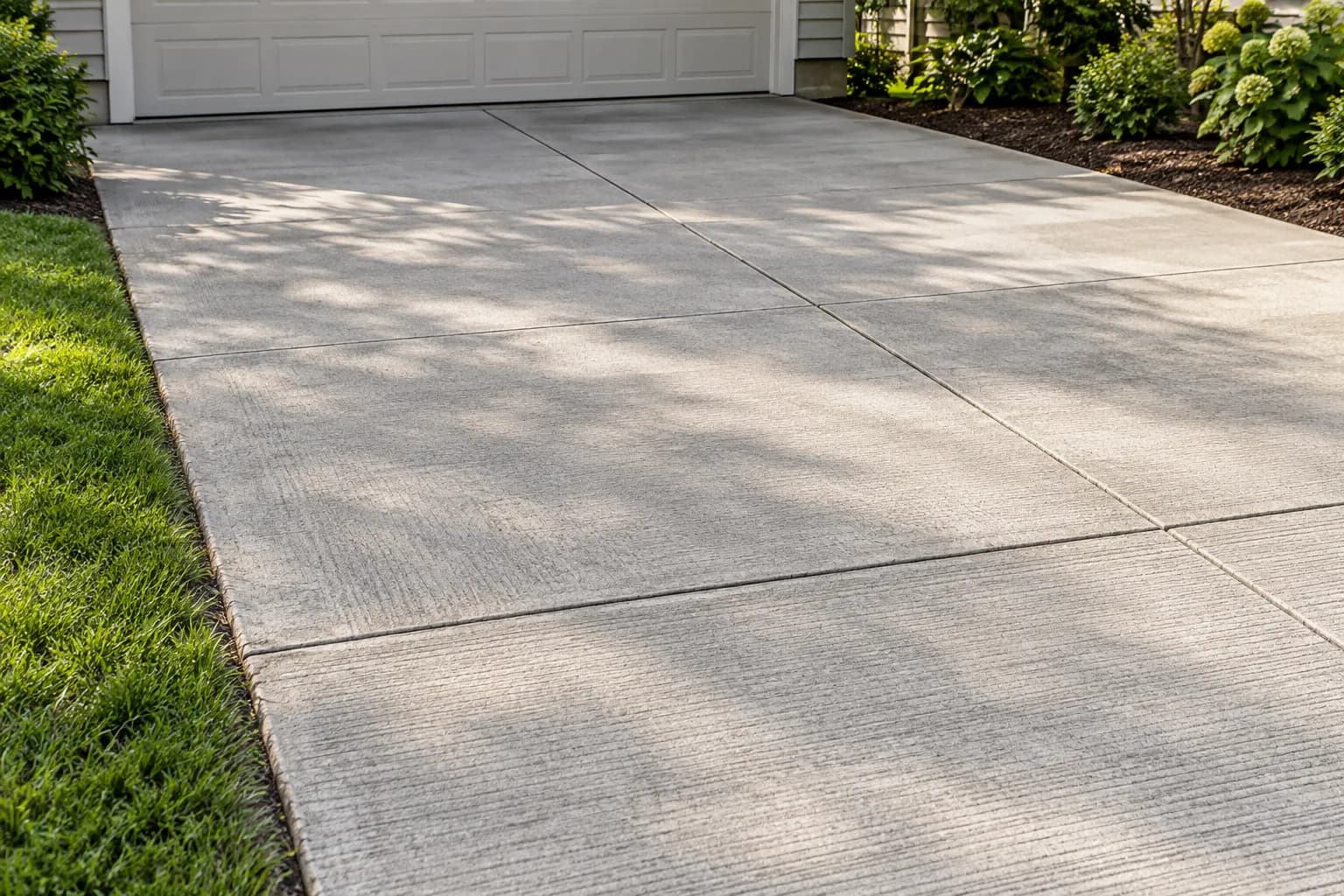 Concrete driveway in a humid-climate residential setting