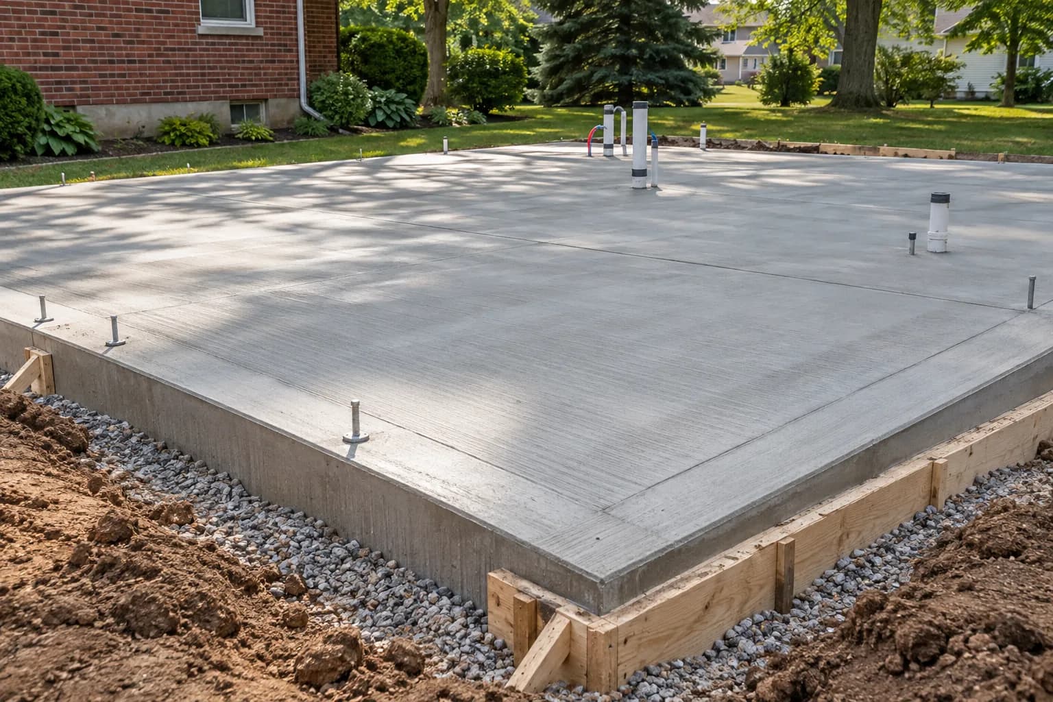 Concrete slab foundation in a cold-climate residential setting