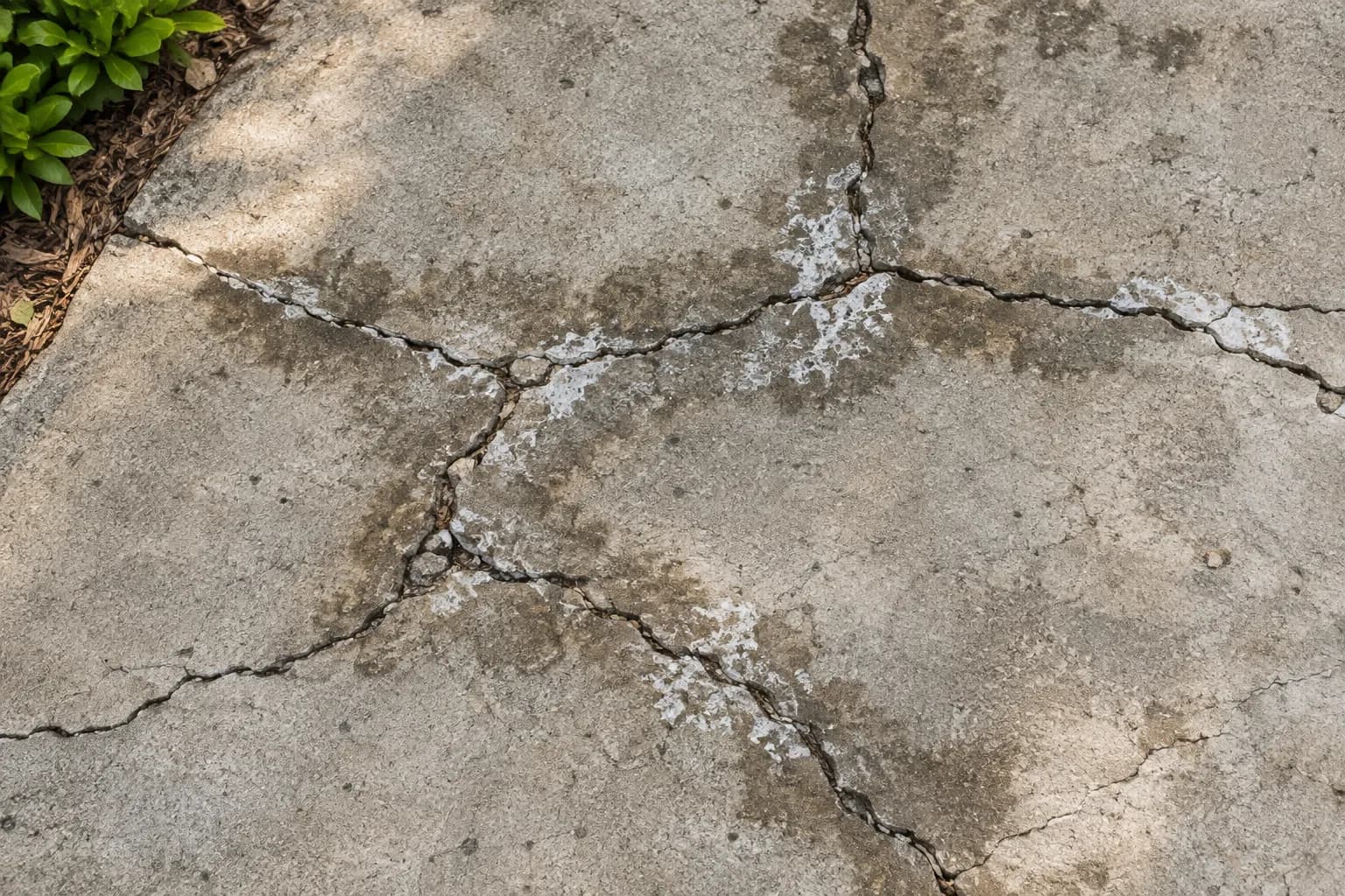 Map-pattern alkali-silica reaction cracking on an older concrete slab