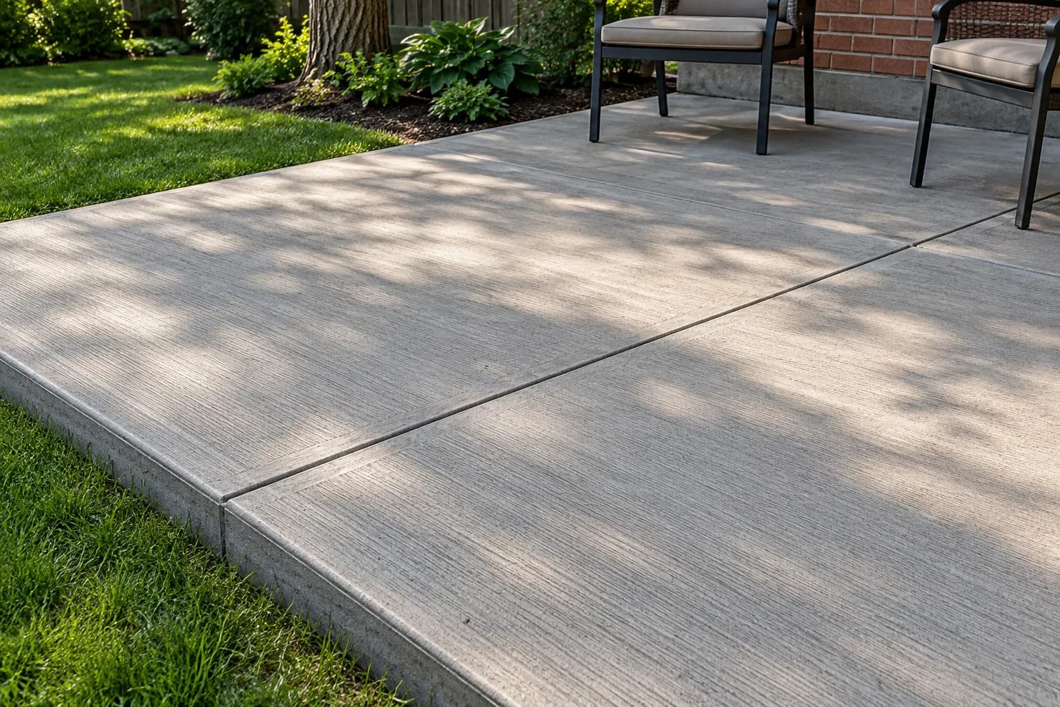 Concrete patio in a cold-climate residential setting