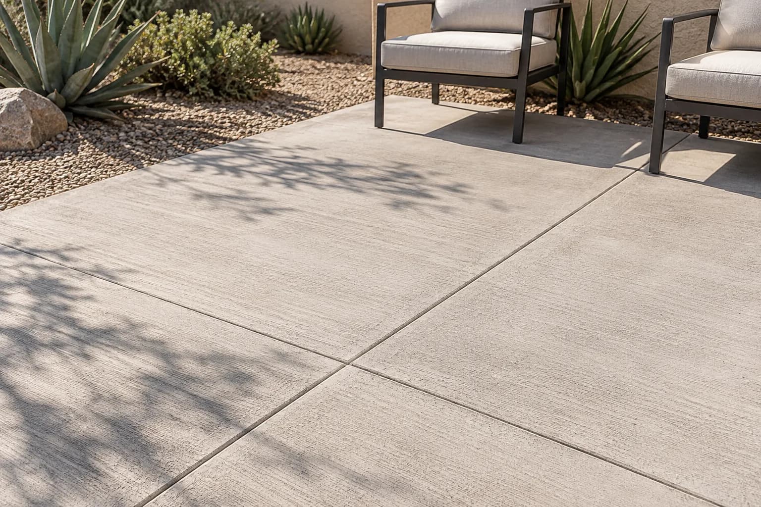 Concrete patio in a dry-climate residential setting