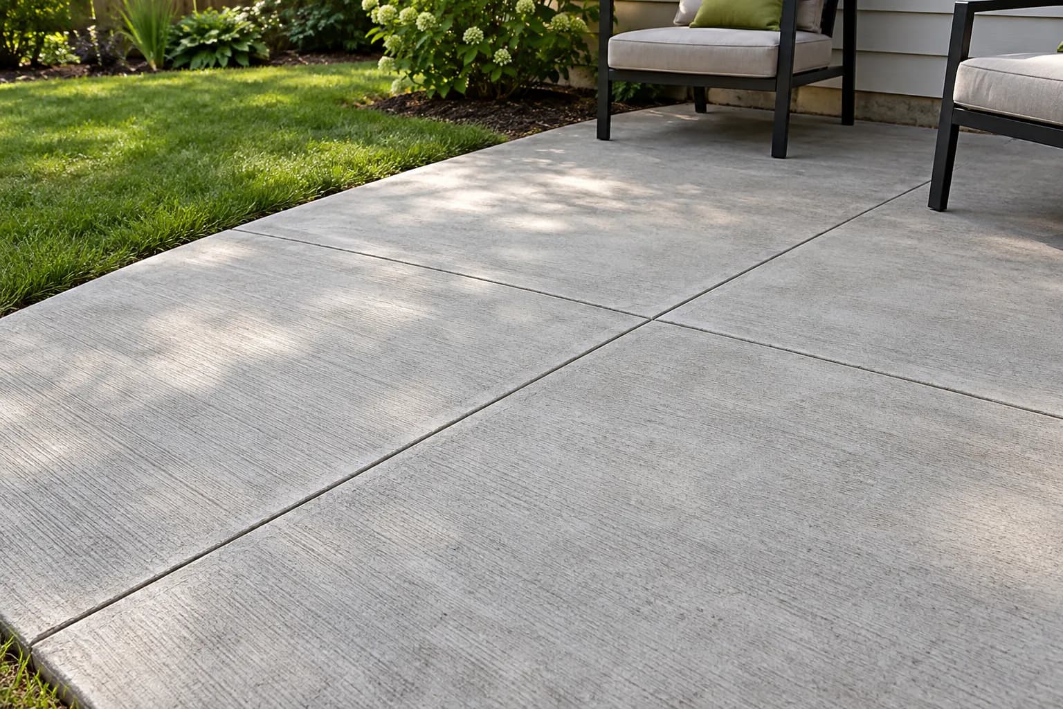 Concrete patio in a humid-climate residential setting