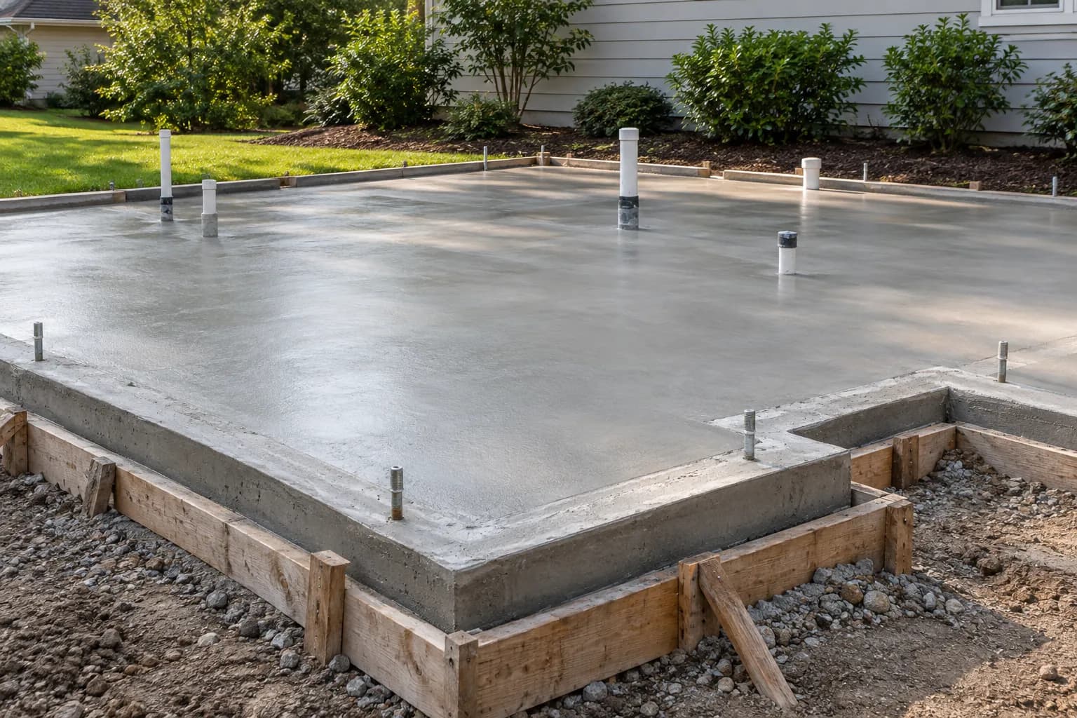 Concrete slab foundation in a humid-climate residential setting
