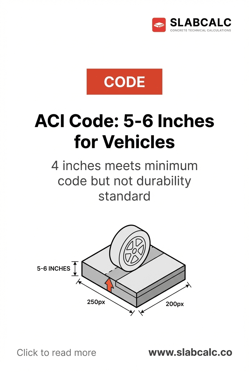 Comparison of 4-inch vs 6-inch concrete slab thickness under vehicle tire load