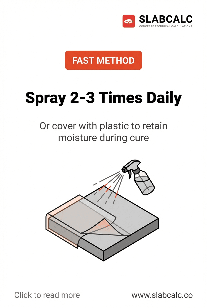 Comparison of spraying concrete slab versus covering with plastic sheeting during cure