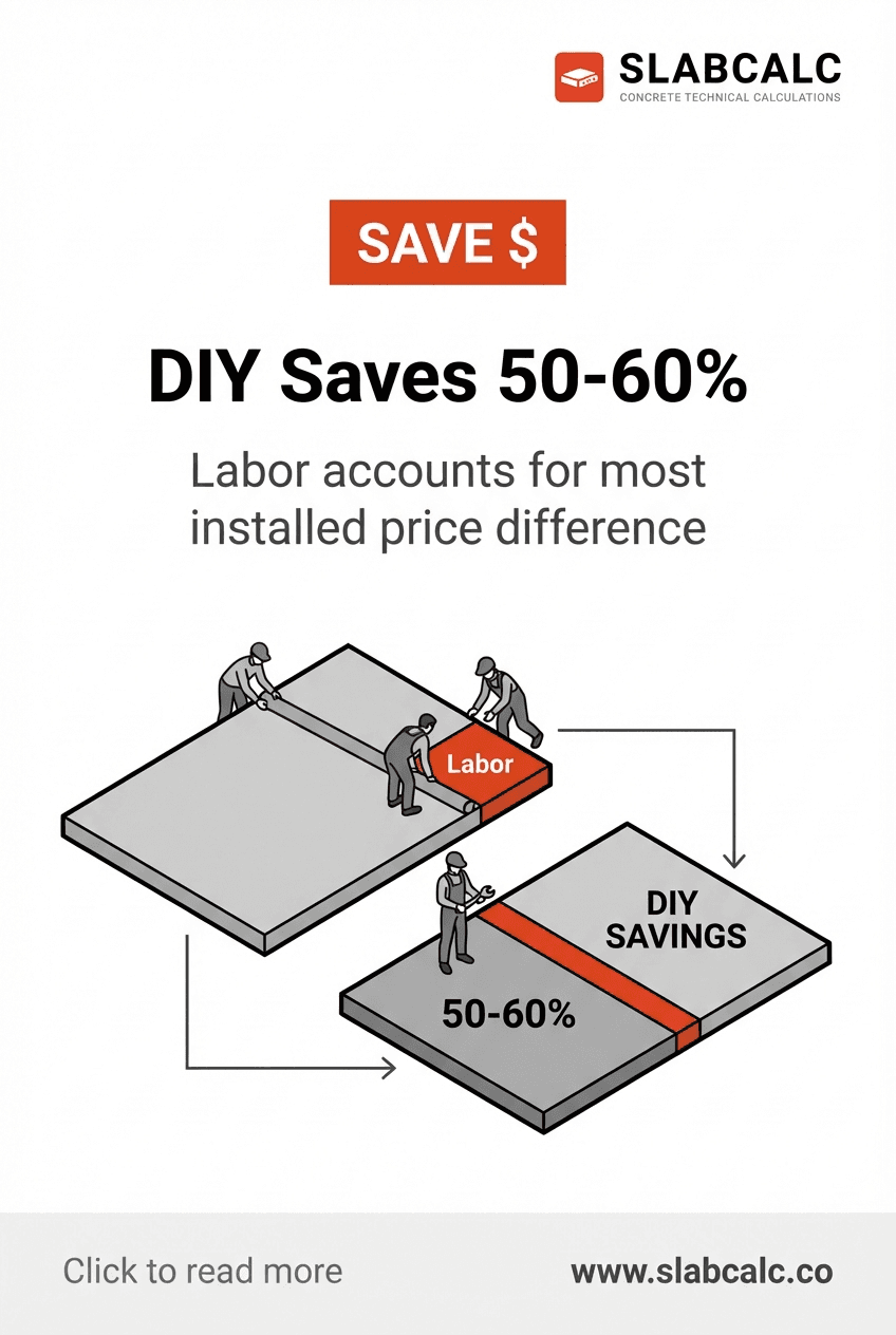 Side-by-side cost comparison of DIY vs contractor concrete installation