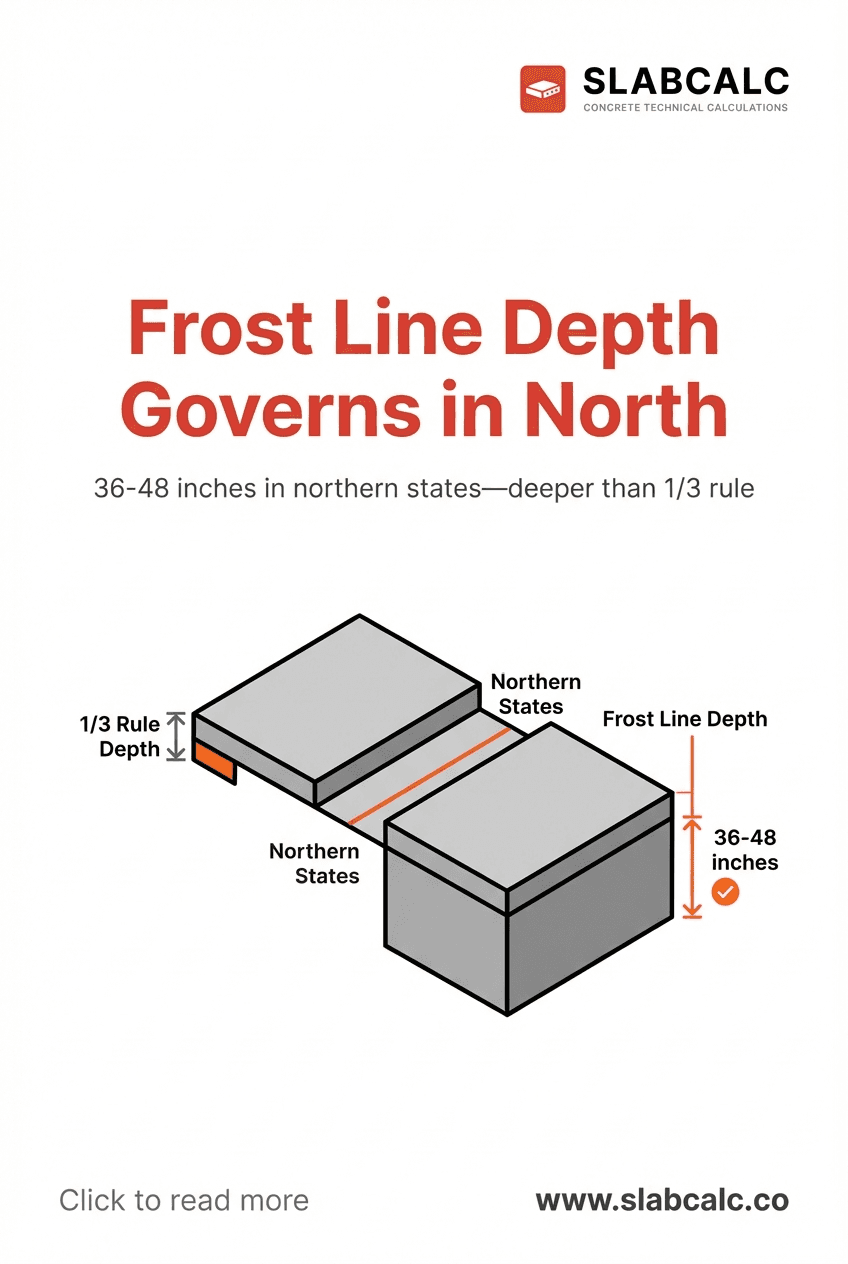Cross-section diagram showing frost line depth comparison between northern and southern states, with failed shallow post versus properly installed deep post