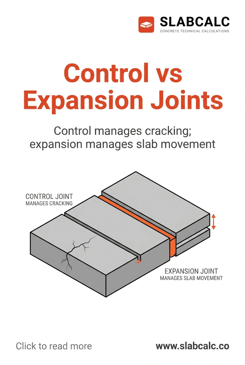 Side-by-side comparison of control joint groove and expansion joint gap in concrete slab