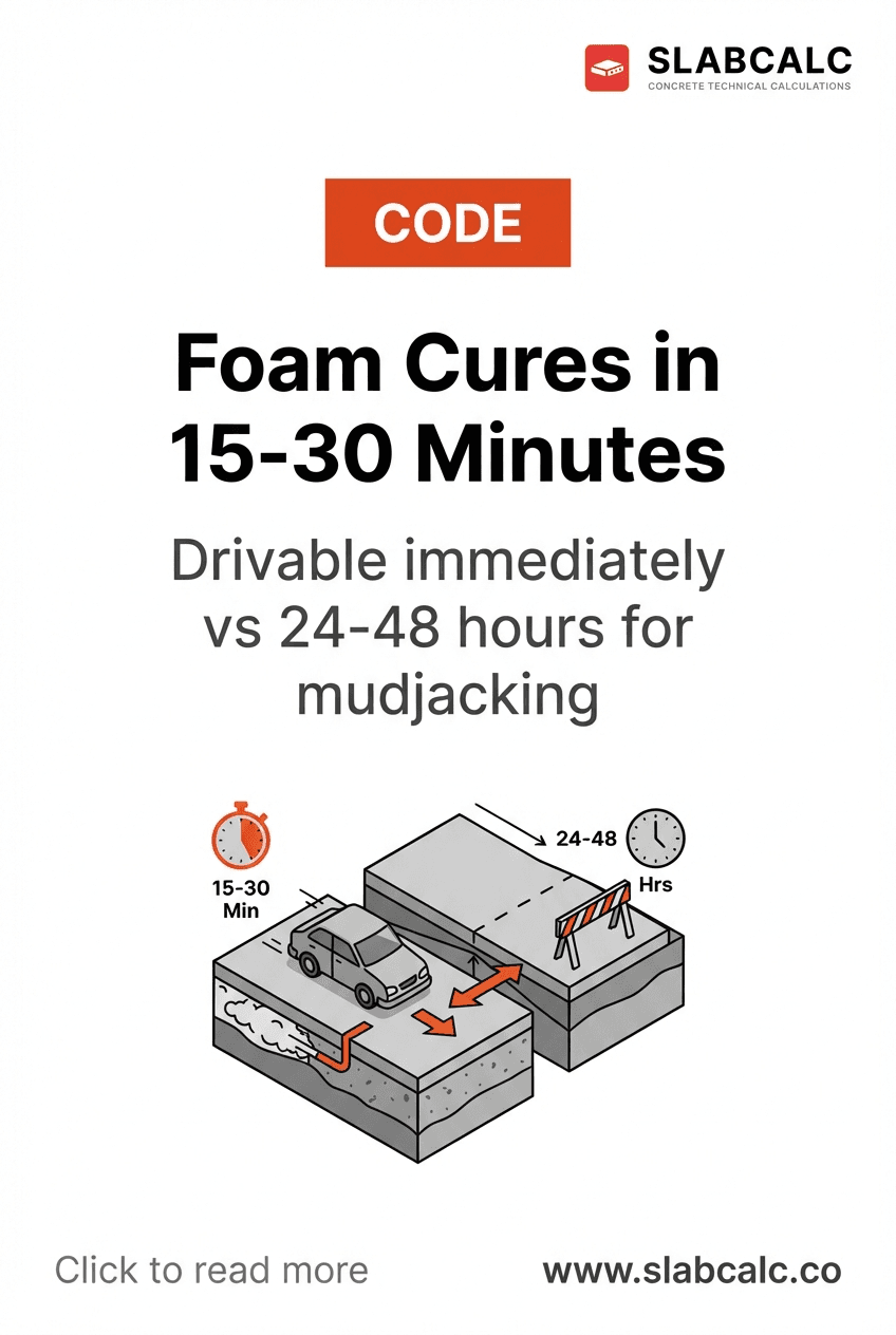 Comparison of foam leveling cure times versus mudjacking settling times on residential concrete slabs