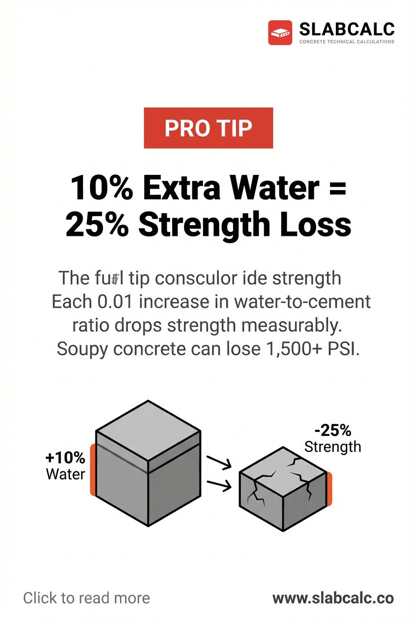 Side-by-side comparison of properly mixed concrete versus over-watered soupy concrete