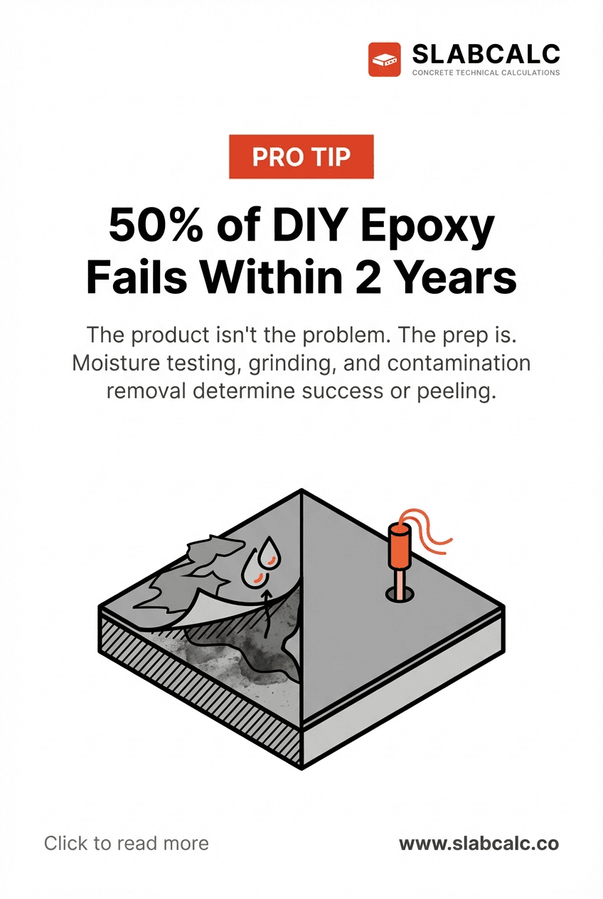 Concrete moisture testing with plastic sheeting and epoxy coating failure example