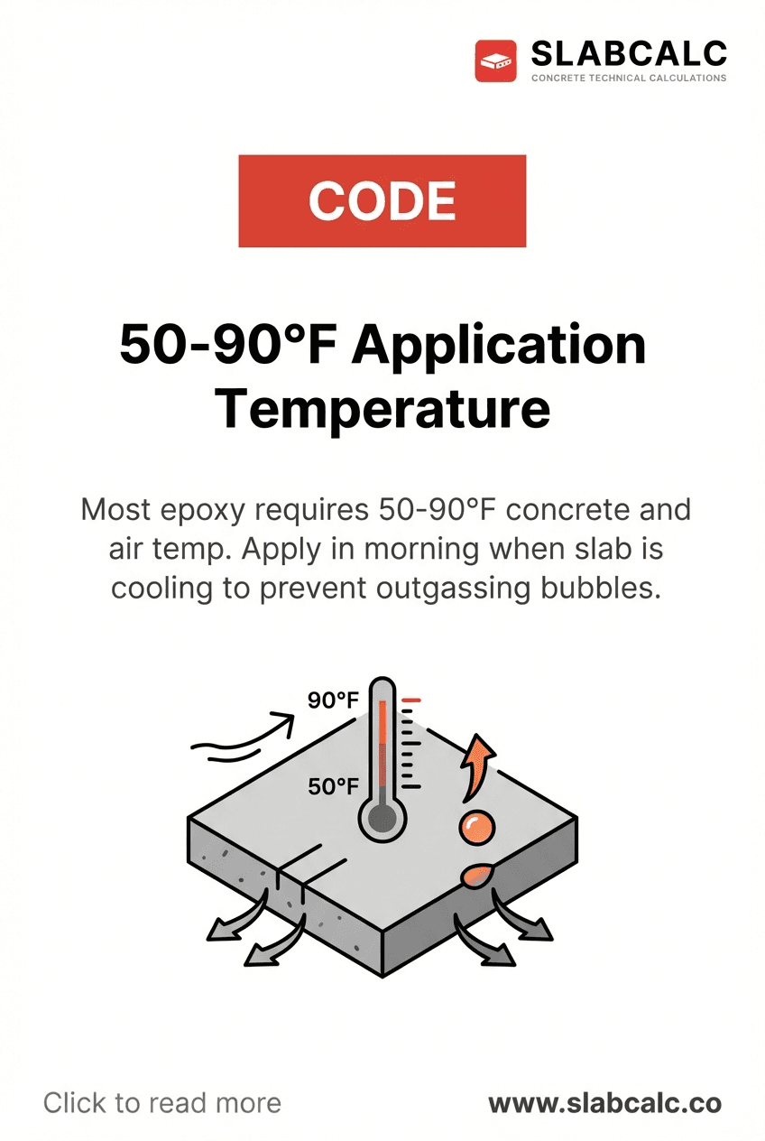 Thermometer showing optimal epoxy application temperature range of 50-90 degrees Fahrenheit