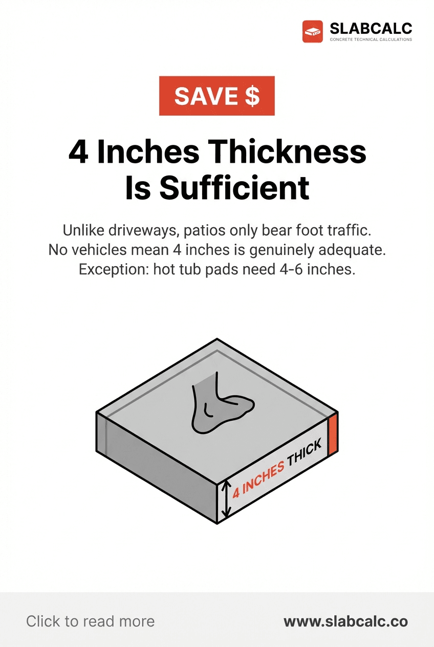 Side-by-side comparison of 4-inch vs 6-inch patio concrete thickness cross-sections