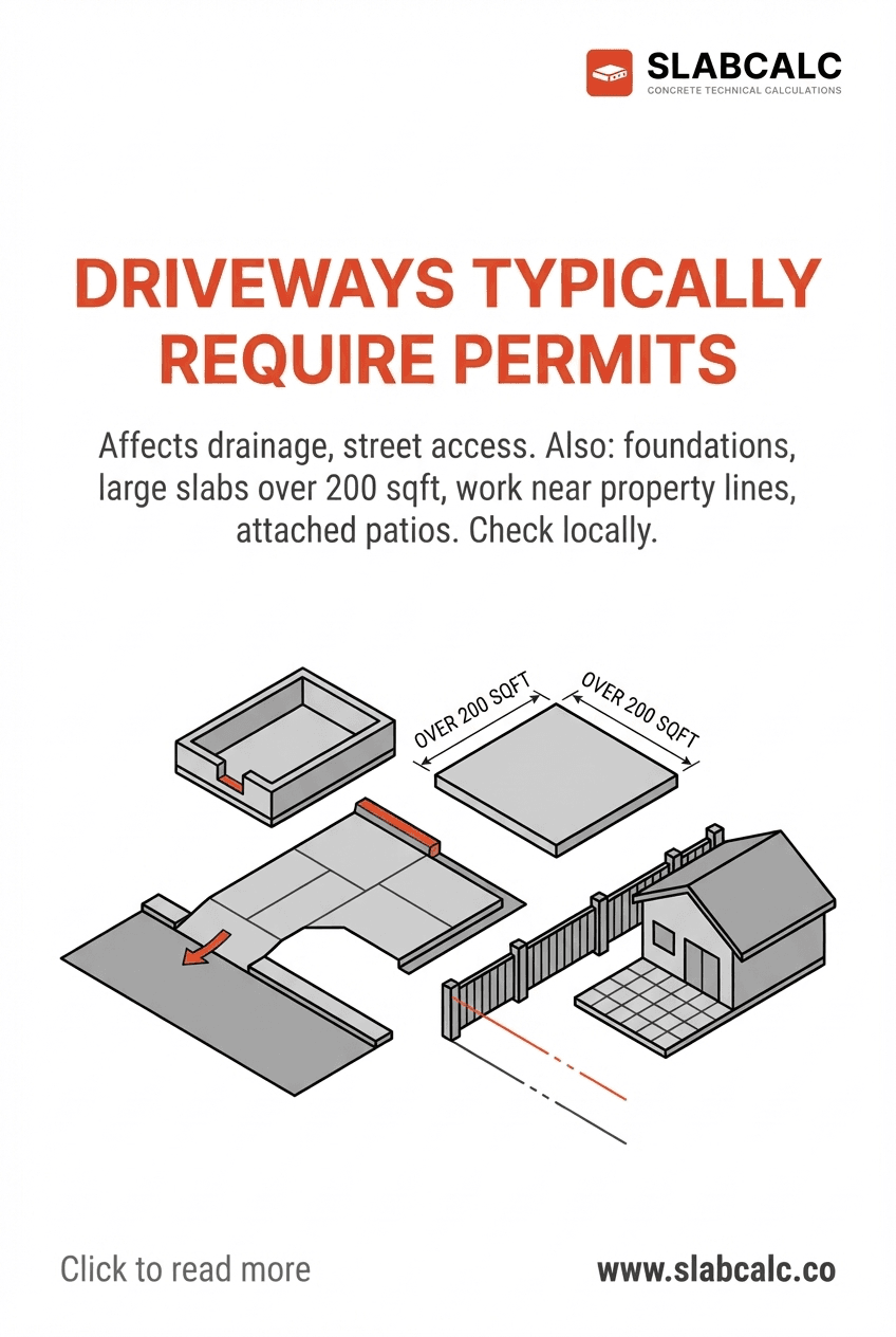 Building permit document with driveway specifications and local code requirements