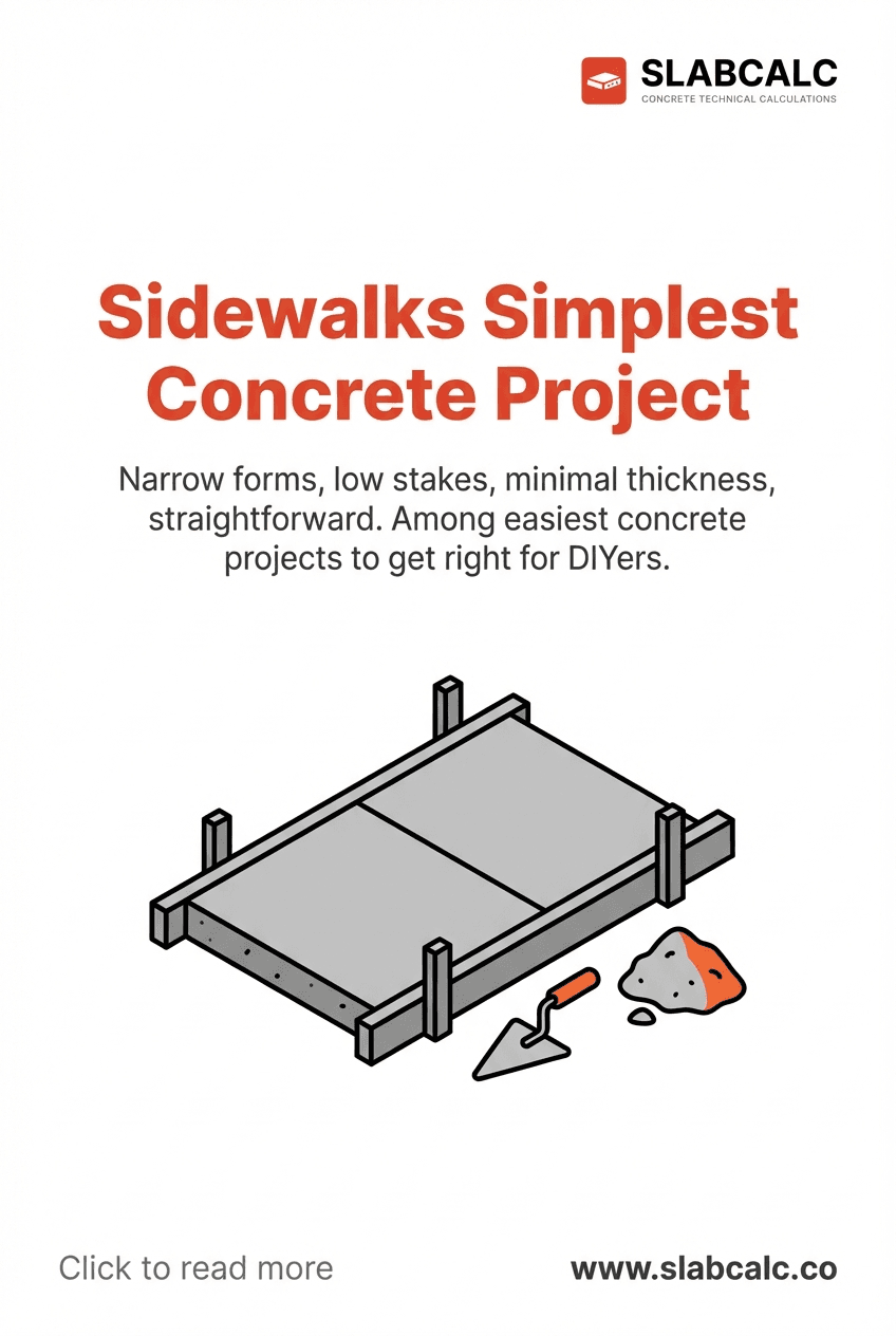 Cross-section diagram showing 4-inch concrete sidewalk with proper slope and control joints