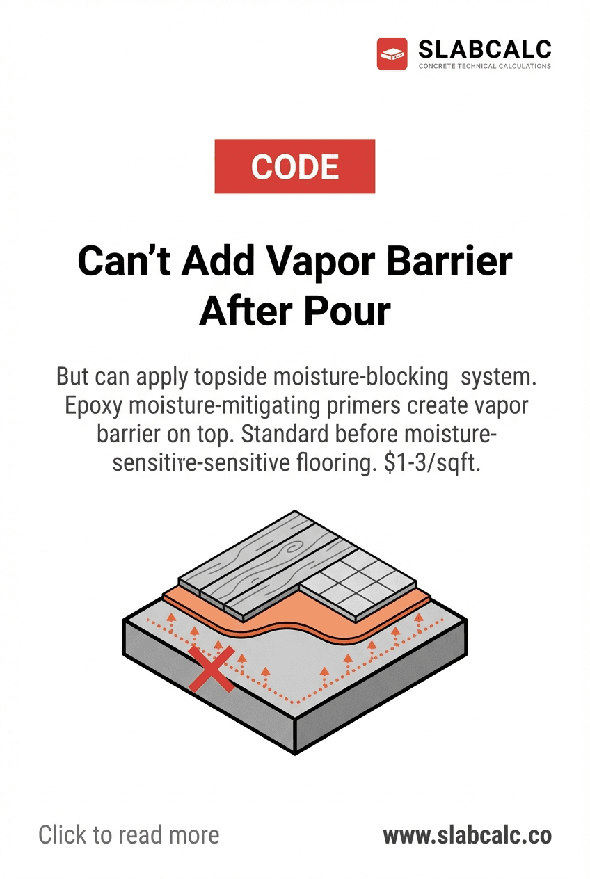 Cross-section diagram showing vapor barrier placement under fresh concrete slab before pouring