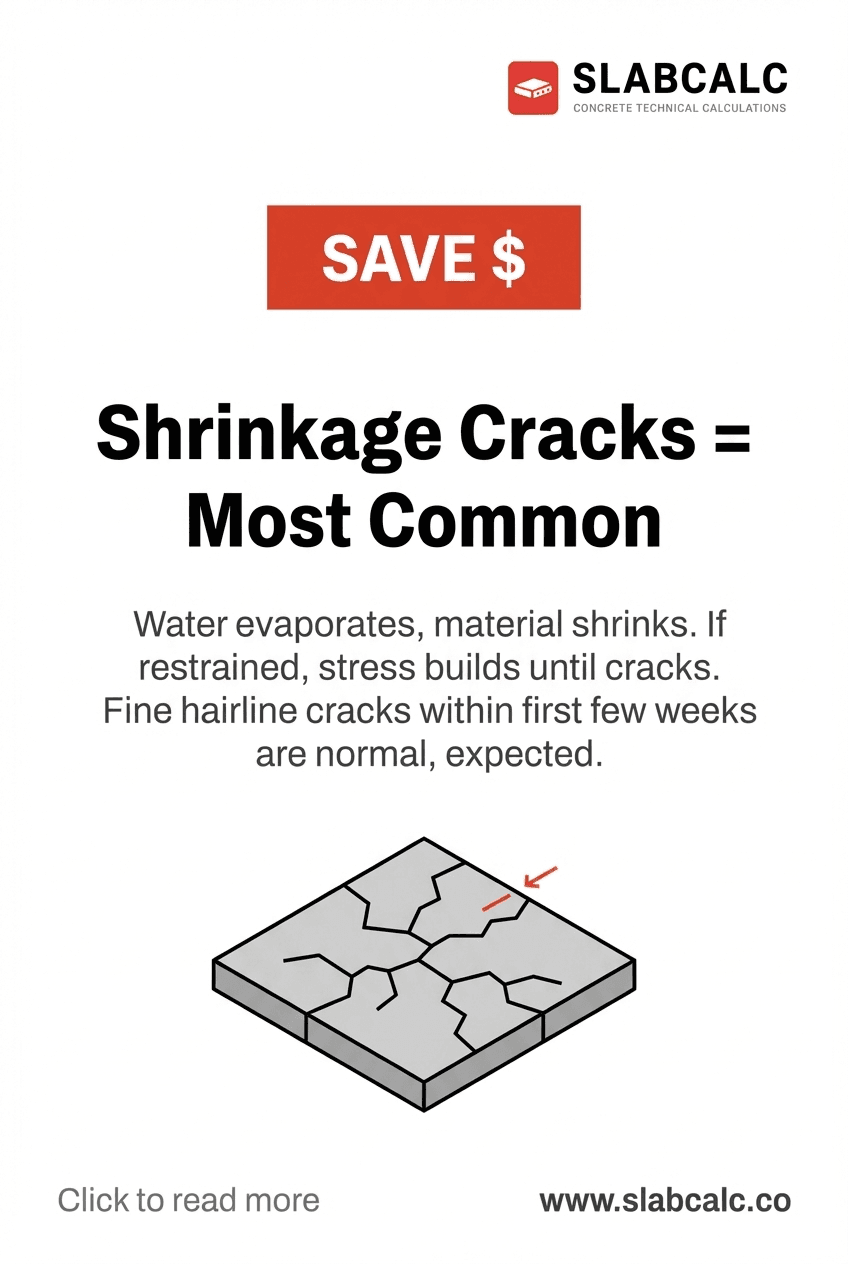 Close-up of fine hairline shrinkage cracks in concrete slab surface